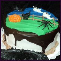 Halloween Decorated Cake with Chocolate Poured Fudge